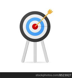Target with an arrow flat icon concept market goal picture image on blue background. Vector illustration. Target with an arrow flat icon concept market goal picture image on blue background. Vector illustration.
