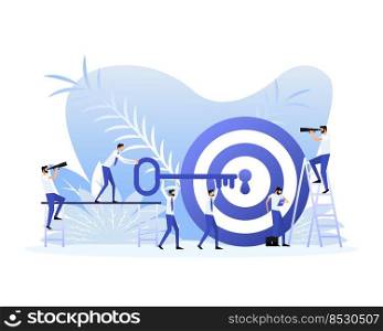 Target with an arrow flat icon concept market goal picture image on blue background. Vector illustration.. Target with an arrow flat icon concept market goal picture image on blue background. Vector illustration