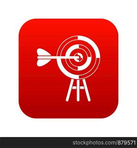 Target with an arrow icon digital red for any design isolated on white vector illustration. Target with an arrow icon digital red