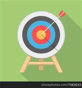 Target with arrow, flat style, long shadow, vector eps10 illustration. Target