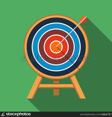 Target with arrow, flat style, long shadow, vector eps10 illustration. Target