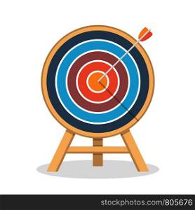 Target with arrow, flat style, vector eps10 illustration. Target