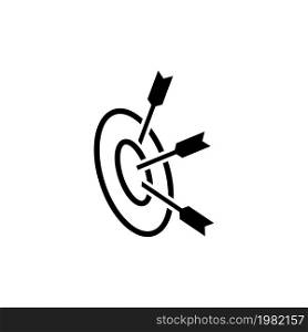 Target with Arrow. Flat Vector Icon. Simple black symbol on white background. Target with Arrow