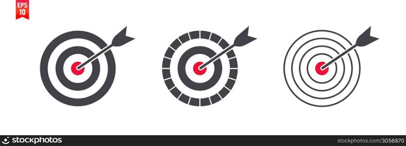 Target with arrow icon set. Concept target market