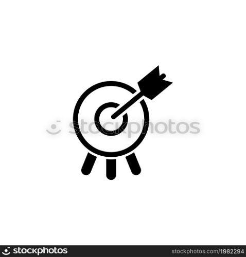 Target with Arrow in Bullseye. Flat Vector Icon. Simple black symbol on white background. Target with Arrow in Bullseye Flat Vector Icon