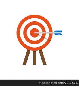 Target with arrow in the bullseye. Idea Competition winning, Achievement, Victory and Business Success. Enjoy