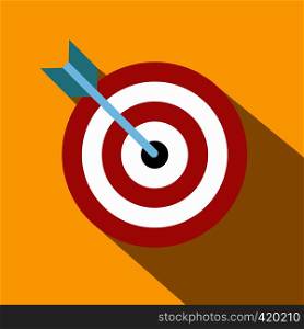 Target with dart flat icon on orange background. Target with dart flat icon