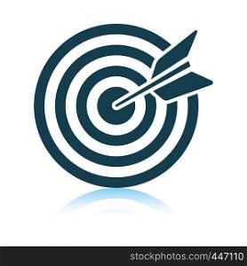 Target with dart in bulleye icon. Shadow reflection design. Vector illustration.