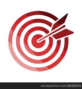 Target with dart in bulleye icon. Target with dart in bulleye icon. Flat color design. Vector illustration.