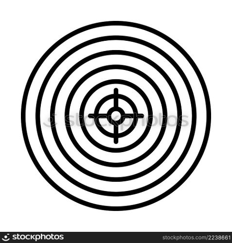 Target With Dart In Center Icon. Bold outline design with editable stroke width. Vector Illustration.
