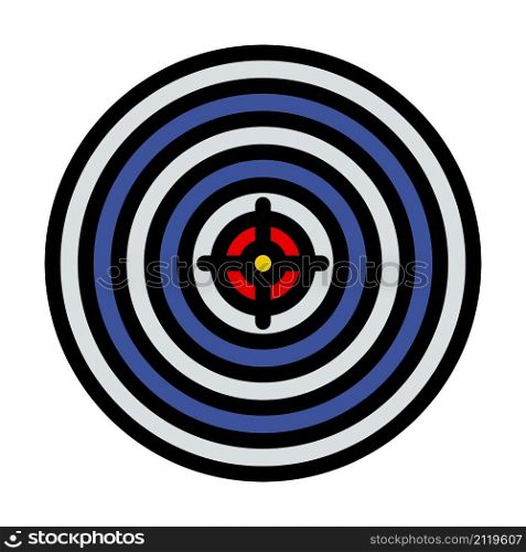 Target With Dart In Center Icon. Editable Bold Outline With Color Fill Design. Vector Illustration.