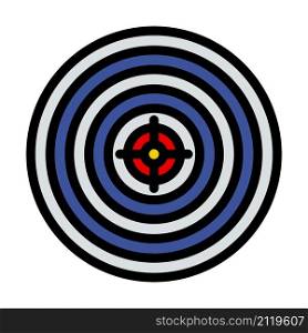 Target With Dart In Center Icon. Editable Bold Outline With Color Fill Design. Vector Illustration.