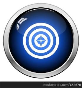Target With Dart In Center Icon. Glossy Button Design. Vector Illustration.