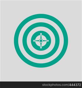 Target With Dart In Center Icon. Green on Gray Background. Vector Illustration.