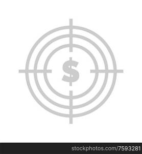 Target with dollar vector, American currency in circle aim with lines, spot isolated flat style. Business and finances assets website with information. Aim with Money, Profit from Business Website Text