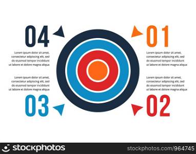 Target with four numbers and text, four steps to your goal, infographic template, vectpr eps10 illustration. Target Infographics