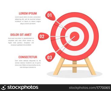 Target with three arrows, three steps to your goal, vector eps10 illustration. Target with Three Arrows