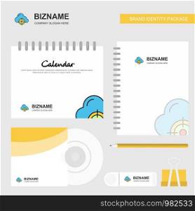 Targeted cloud Logo, Calendar Template, CD Cover, Diary and USB Brand Stationary Package Design Vector Template
