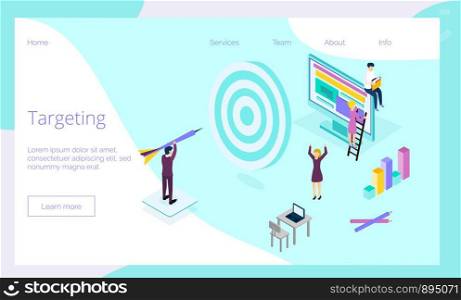 Targeting business isometric concept vector for landing page, website, app