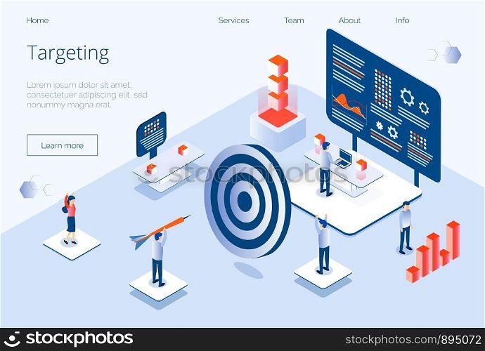 Targeting business isometric concept vector for landing page, website, app