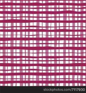Tartan pink color seamless pattern. Hand drawn striped wallpaper. Simple design for fabric, textile print, wrapping paper. Vector illustration. Tartan pink color seamless pattern. Hand drawn striped wallpaper.