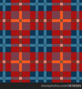 Tartan Scottish seamless pattern in blue, red, orange and turquoise colors, texture for flannel shirt, plaid, tablecloths, clothes, blankets and other textile