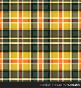 Tartan Scottish seamless pattern in muted khaki, orange and yellow colors, texture for flannel shirt, plaid, tablecloths, clothes, blankets and other textile