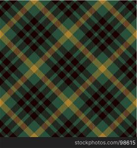 Tartan Seamless Pattern Background. Green, Black and Gold Color Plaid. Flannel Shirt Patterns. Trendy Tiles Vector Illustration for Wallpapers.