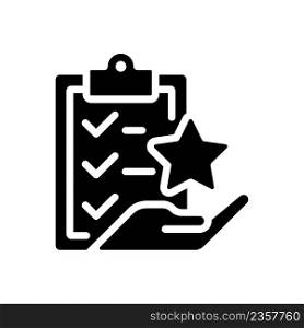 Task bonus black glyph icon. Awards points for completing action. Incentive wage payment. Employee reward system. Silhouette symbol on white space. Solid pictogram. Vector isolated illustration. Task bonus black glyph icon