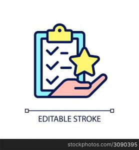 Task bonus pixel perfect RGB color icon. Awards points for completing action. Incentive wage payment. Isolated vector illustration. Simple filled line drawing. Editable stroke. Arial font used. Task bonus pixel perfect RGB color icon