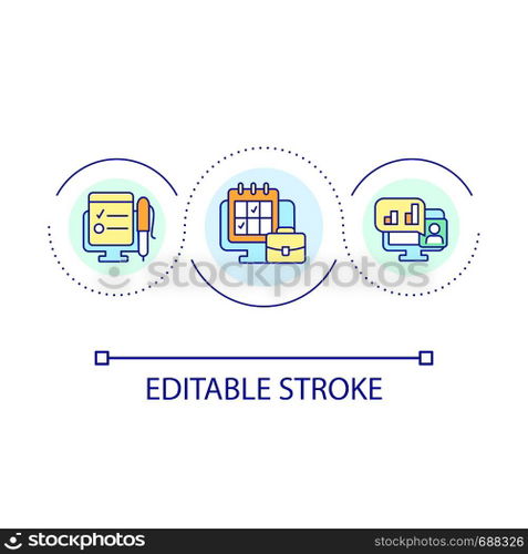 Task management software loop concept icon. Daily workflow. Business activities coordination abstract idea thin line illustration. Isolated outline drawing. Editable stroke. Arial font used. Task management software loop concept icon