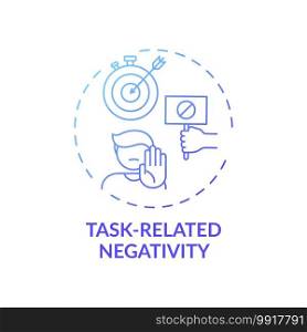 Task-related negativity concept icon. Procrastination cause idea thin line illustration. Negative emotions associated with task. Stressful factors. Vector isolated outline RGB color drawing. Task-related negativity concept icon