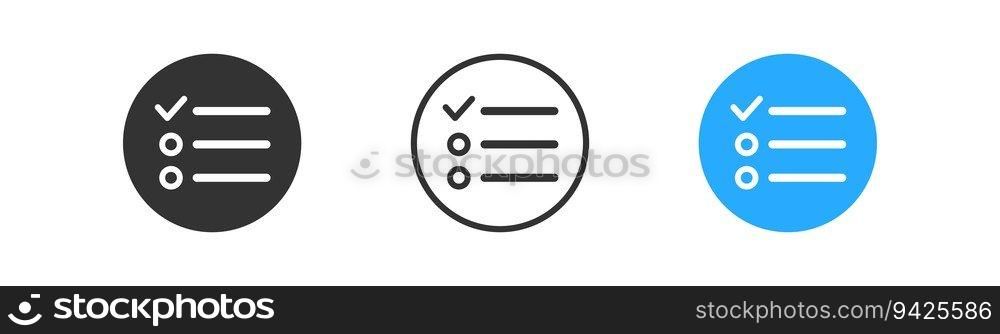 Tasks list with tick icon on light background in circle. Task done. Clipboard, cheklist symbol. Flat design. Fill in the form. Worksheet sign. Vector illustration. Tasks list with tick icon on light background in circle. Task done. Clipboard, cheklist symbol. Flat design. Fill in the form. Worksheet sign. Vector illustration. 