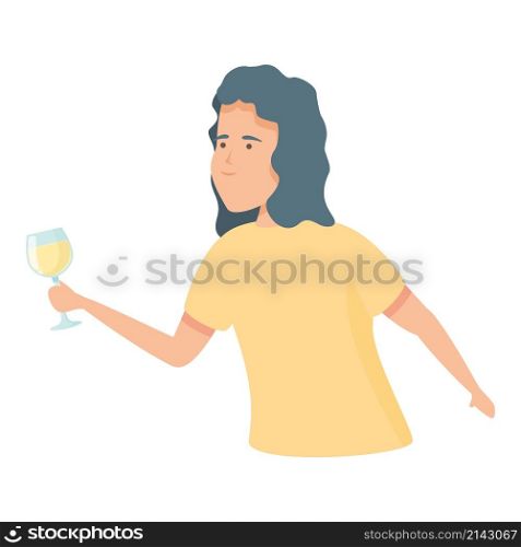 Taster woman icon cartoon vector. Wine glass. Sommelier alcohol. Taster woman icon cartoon vector. Wine glass