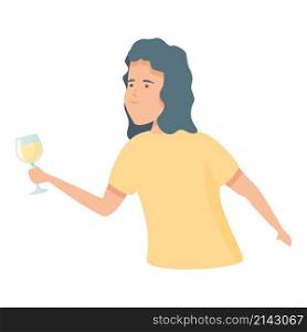 Taster woman icon cartoon vector. Wine glass. Sommelier alcohol. Taster woman icon cartoon vector. Wine glass