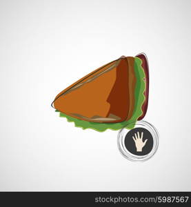 Tasty and juicy sandwich on a light. Vector design.. Tasty and juicy sandwich on a light. Vector design