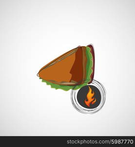 Tasty and juicy sandwich on a light. Vector design.. Tasty and juicy sandwich on a light. Vector design