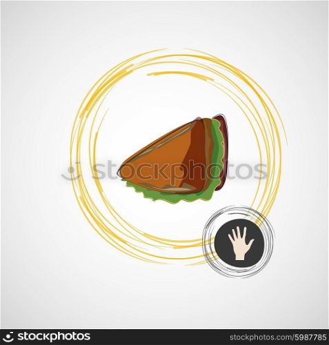 Tasty and juicy sandwich on a light. Vector design.. Tasty and juicy sandwich on a light. Vector design