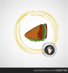 Tasty and juicy sandwich on a light. Vector design.. Tasty and juicy sandwich on a light. Vector design