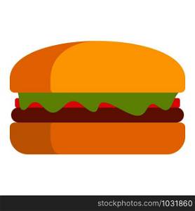 Tasty burger icon. Flat illustration of tasty burger vector icon for web design. Tasty burger icon, flat style