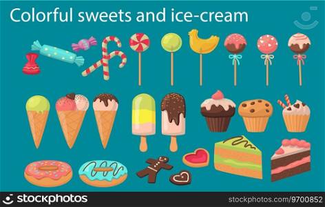 Tasty colorful sweets Royalty Free Vector Image
