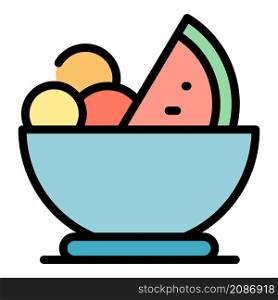 Tasty fruit salad icon. Outline tasty fruit salad vector icon color flat isolated. Tasty fruit salad icon color outline vector