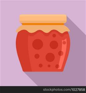 Tasty jam jar icon. Flat illustration of tasty jam jar vector icon for web design. Tasty jam jar icon, flat style