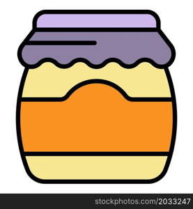 Tasty jam jar icon. Outline tasty jam jar vector icon color flat isolated. Tasty jam jar icon color outline vector
