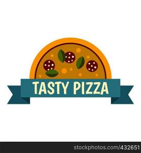 Tasty pizza label icon flat isolated on white background vector illustration. Tasty pizza label icon isolated