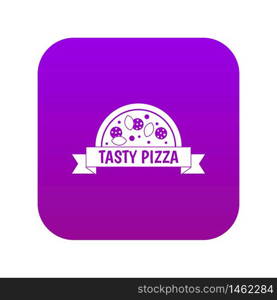 Tasty pizza sign icon digital purple for any design isolated on white vector illustration. Tasty pizza sign icon digital purple