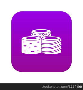 Tasty Turkish delight icon digital purple for any design isolated on white vector illustration. Tasty Turkish delight icon digital purple