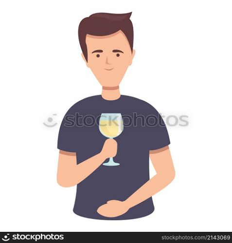 Tasty white wine icon cartoon vector. Alcohol glass. Drink holding. Tasty white wine icon cartoon vector. Alcohol glass