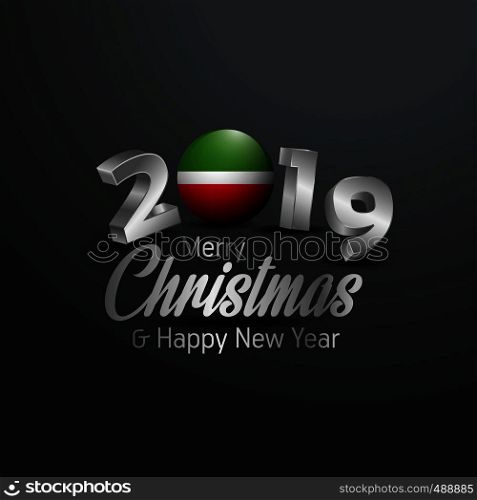 Tatarstan Flag 2019 Merry Christmas Typography. New Year Abstract Celebration background