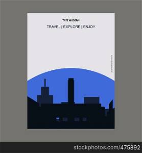 Tate Modern London, United Kingdom Vintage Style Landmark Poster Template